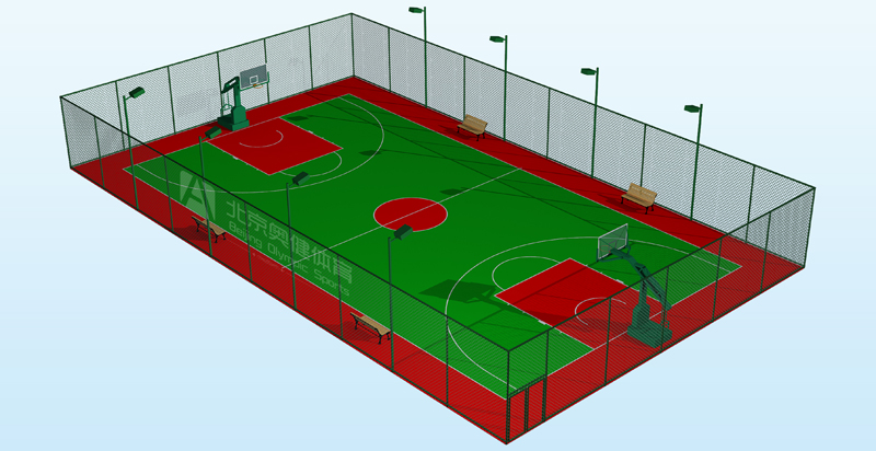 硅pu籃球場(chǎng)效果圖