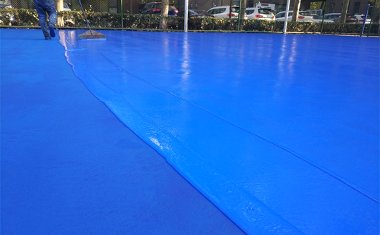 戶外網(wǎng)球場藍色面層施工