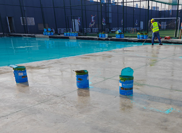 奧茵硅pu塑膠籃球場施工現場